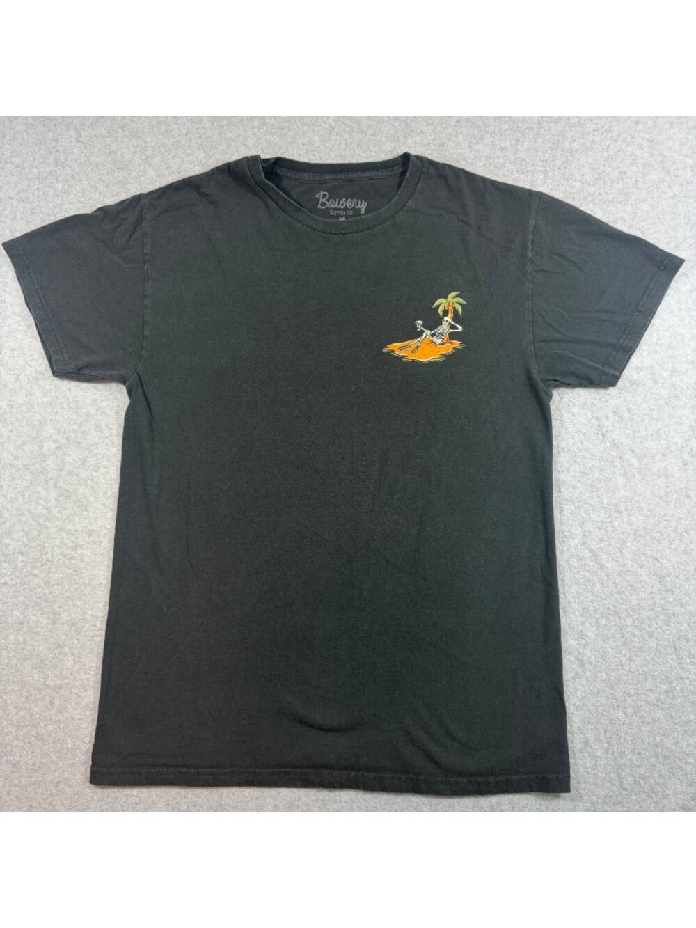 Bowery Supply Co Skeleton Palm Tree Graphic T Shirt Men’s Medium Black Cotton